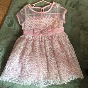 Rare Editions Pink and White Lace Dress